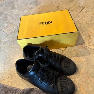 Authentic Fendi Men’s Black leather Sneakers
